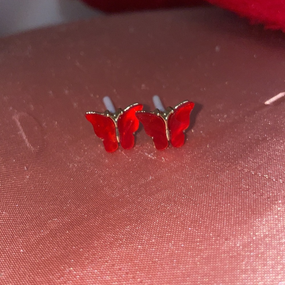 Red butterfly earrings
